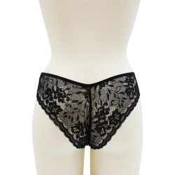 Culotte noire en dentelle avec nœud en satin 