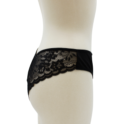 Culotte noire en dentelle avec nœud en satin 