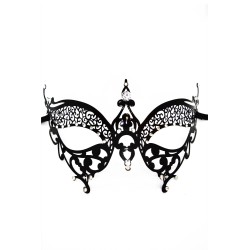 Masque vénitien Alida rigide noir avec strass  -  HMJ-026BK