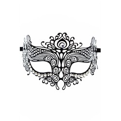 Masque vénitien Ornella rigide noir avec strass  - HMJ-031BK