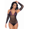 Body noir et violet et mitaines amovibles - MAL1121BKPU