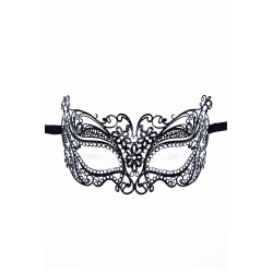 Masque vénitien Alba rigide noir avec strass  - HMJ-039BK