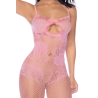 Combinaison en résille rose ajourée - MAL1130BGPK