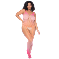 Combinaison grande taille en résille dégradée couché de soleil - MAL1125XSUNS