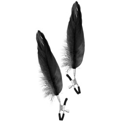 Pinces à seins pression réglable grande plume noire - CC5700700010