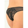 Tanga ouvert noir grande taille avec pièces dentelle sur les fesses - REN1141X-BLK
