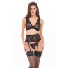 Ensemble 3 pièces noir en dentelle - REN53023-BLK