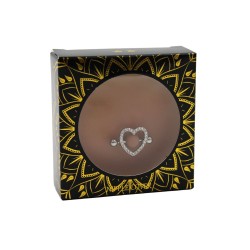 Paire de cache-tétons piercing barre coeur faux diamant peau métisse - XP004M