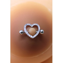 Paire de cache-tétons piercing barre coeur faux diamant peau métisse - XP004M