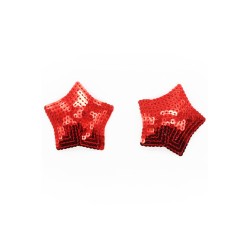 Paire de cache tétons adhésifs étoile pailletée sequin rouge - NP-2020