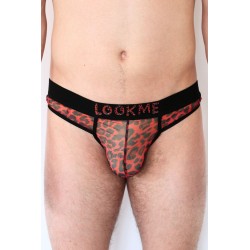 String en résille imprimé léopard rouge - LM2501-57RED