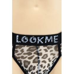 String en résille imprimé léopard gris - LM2501-57GREY