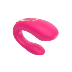 Vibromasseur de couple rose, USB avec 2 moteurs pour stimulation Point G et clitoridienne avec télécommande - TOD-062PNK