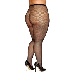 Collant résille grande taille fine maille noir 