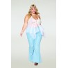 Babydoll et string grande taille en résille et dentelle blanche - DG13314WHT