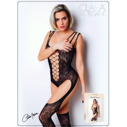 Bodystocking dentelle floral et triple bretelles - Le Numéro 9 - Collection Bodystocking 