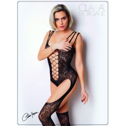 Bodystocking dentelle floral et triple bretelles - Le Numéro 9 - Collection Bodystocking 