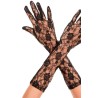 Gants longs mi-bras noirs dentelle florale 